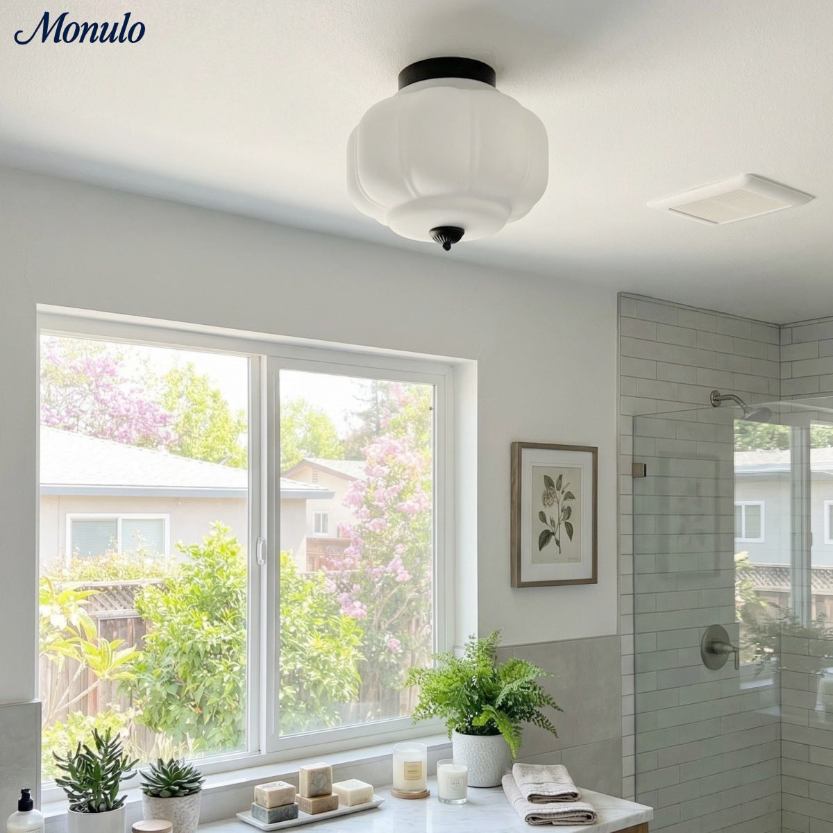 Stropní svítidlo Milk Glass s skleněným stínidlem, moderní přisazené, skandinávský styl