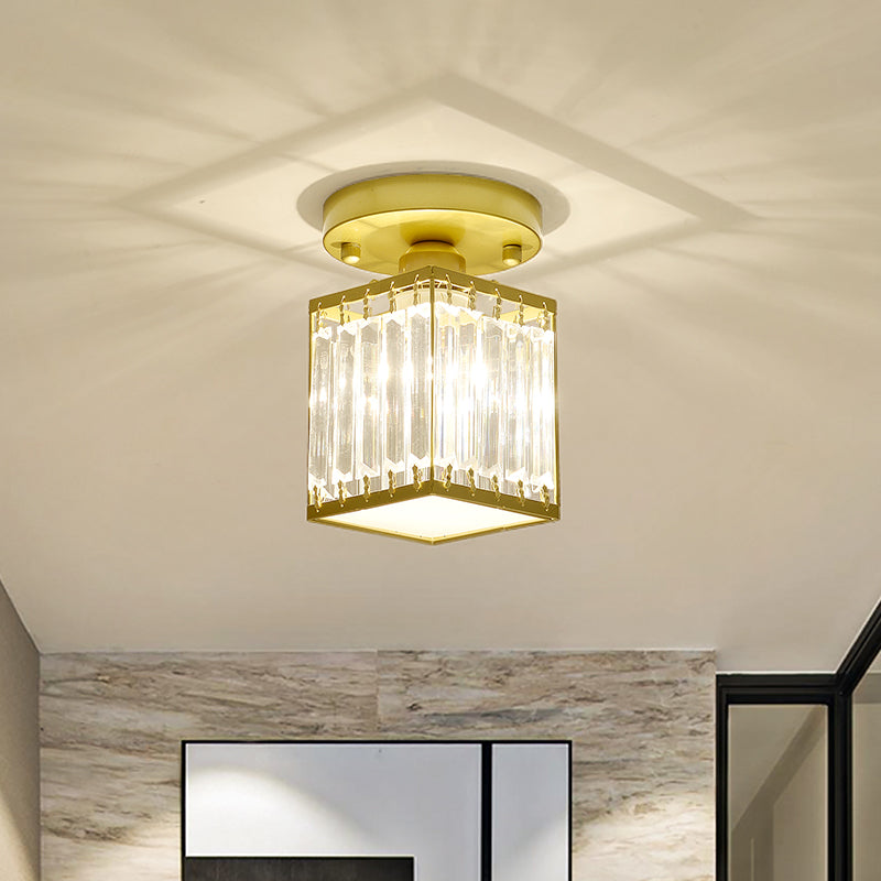 Crystal Foyer Ceiling Light Modern Semi Flush Mount For Elegant Entrance
