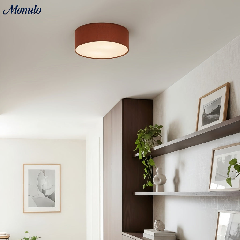 Linen Shade Drum Ceiling Light, Diameter 30/45 Cm, Scandinavian Modern Living Room Lamp