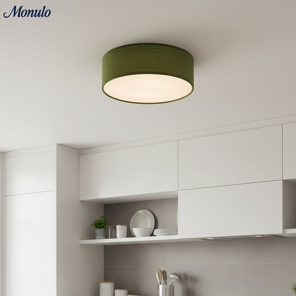 Linen Shade Drum Ceiling Light, Diameter 30/45 Cm, Scandinavian Modern Living Room Lamp