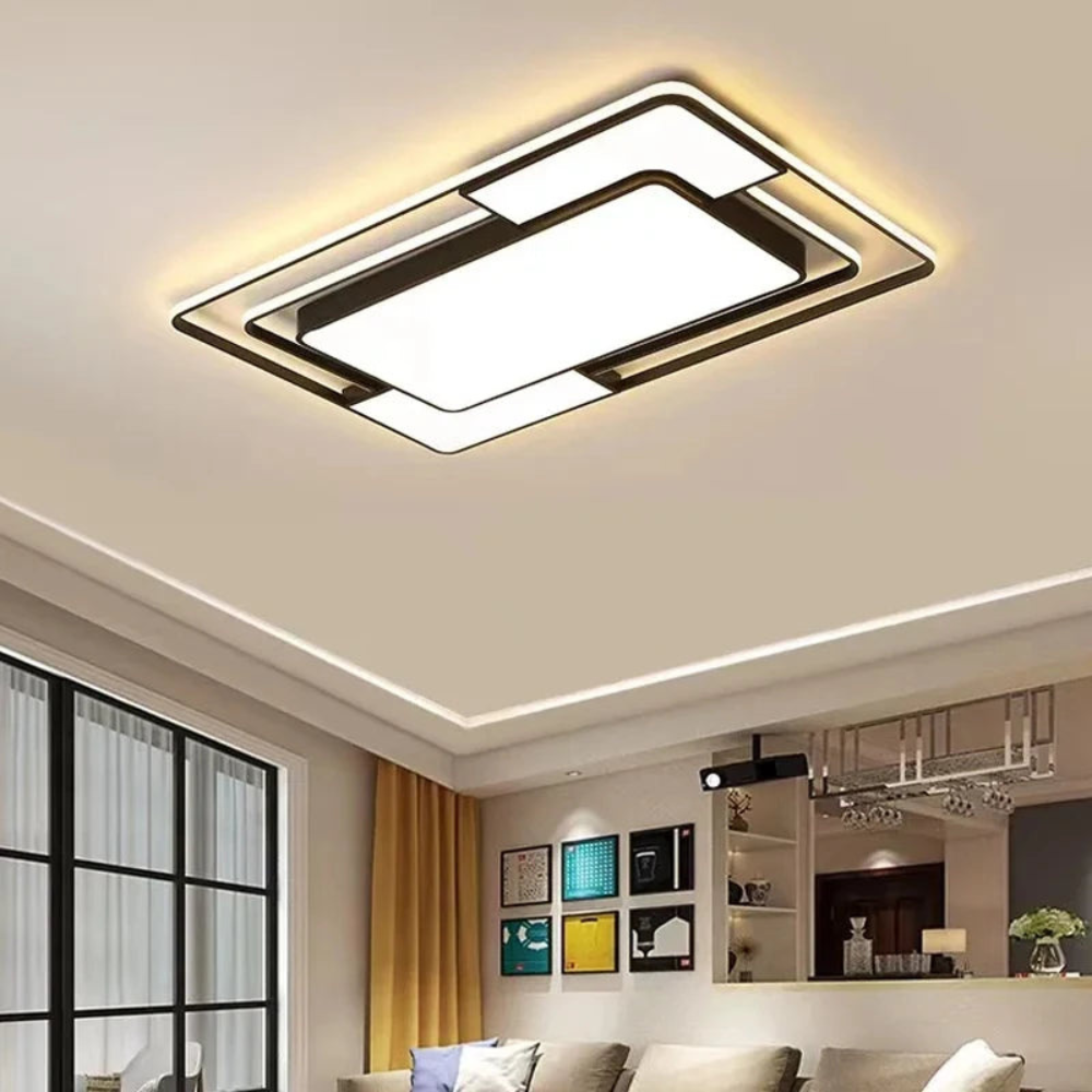 Afstandsbedienbare LED-plafondlamp met geometrisch design