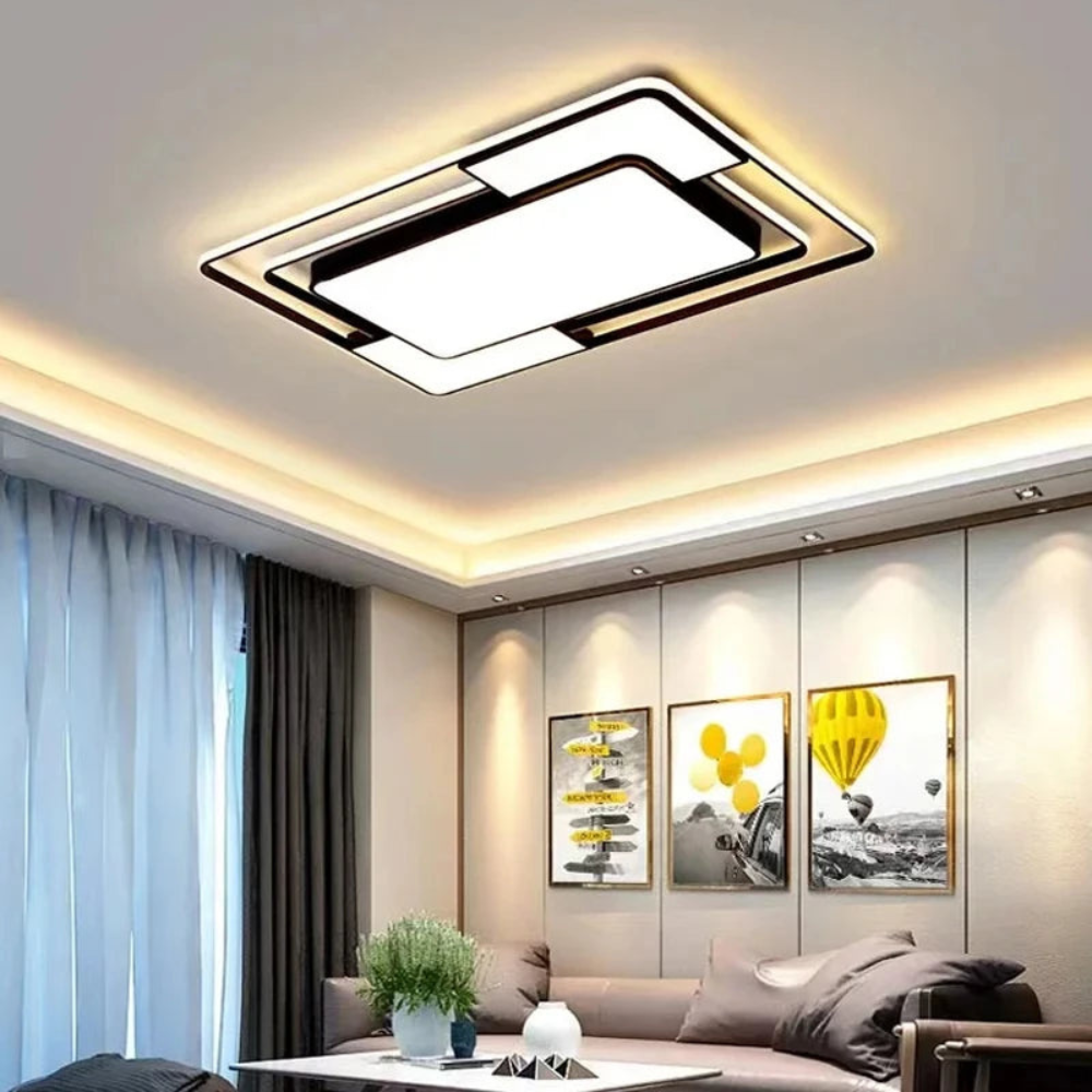 Afstandsbedienbare LED-plafondlamp met geometrisch design