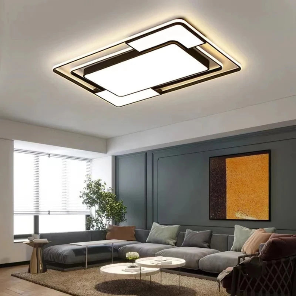 Afstandsbedienbare LED-plafondlamp met geometrisch design