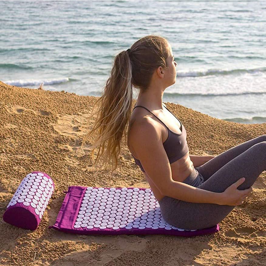CalmFlow Acupressure Yoga Mat and Cushion Set for Natural Pain Relief and Relaxation