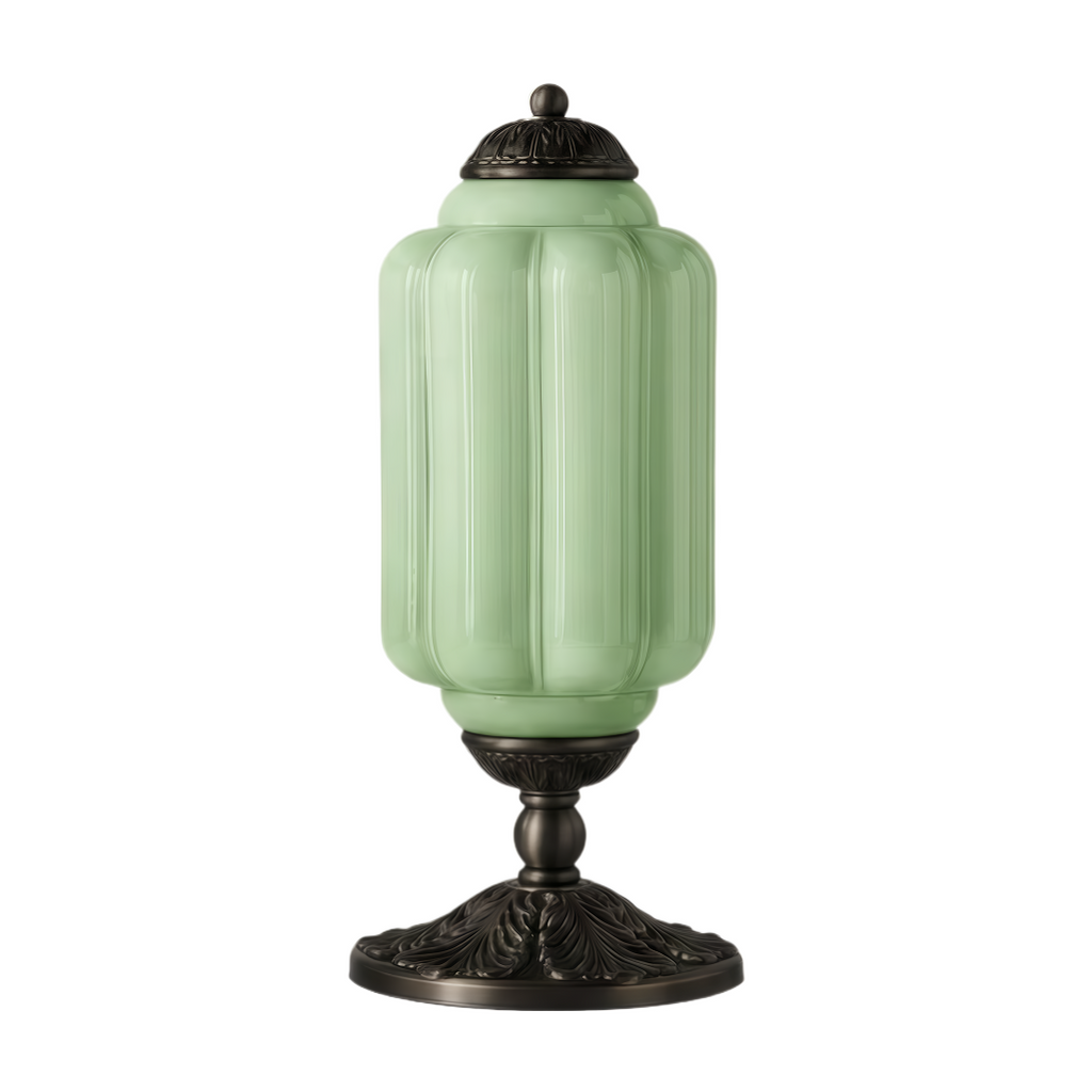 Vintage französische Retro-Tischlampe aus cremefarbenem Glas mit Struktur | Rosalyssa