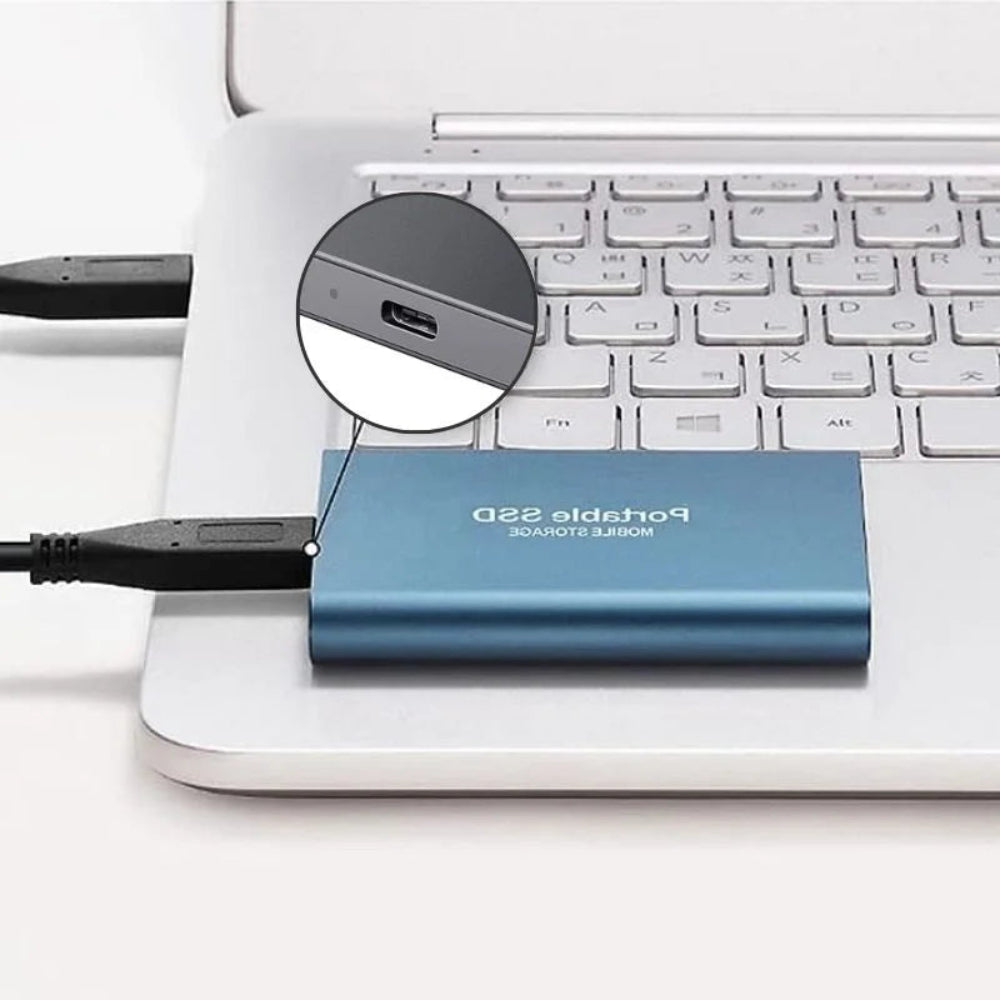 قرص صلب خارجي محمول SSD مع USB C لتخزين سريع ومضغوط