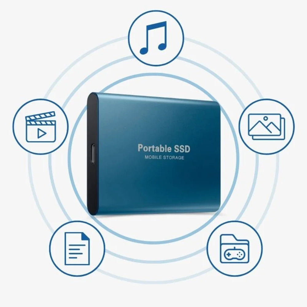 قرص صلب خارجي محمول SSD مع USB C لتخزين سريع ومضغوط