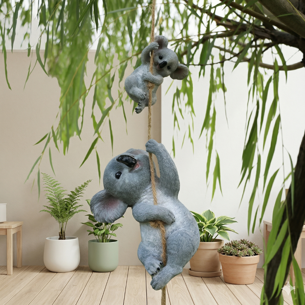 Koala Garden Swing Figurine for Enchanted Outdoor Decor | Rosalyssa