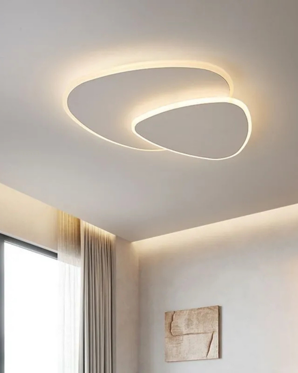 Asymmetrical Ceiling Light With LED Warm Glow For Modern Living Spaces