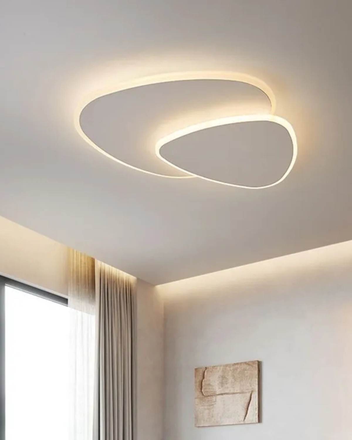 Asymmetrical Ceiling Light With LED Warm Glow For Modern Living Spaces
