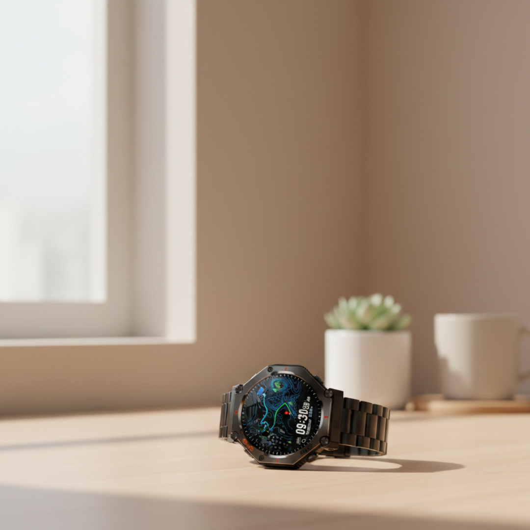 ساعة ذكية AMOLED مقاومة للماء مع نظام تحديد المواقع GPS للأنشطة الخارجية مزودة ببوصلة وبارومتر | روزاليسا