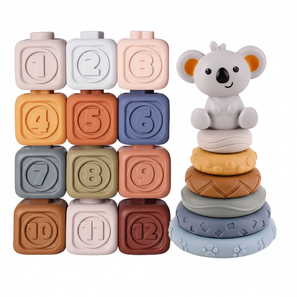 Soft Sensory Stacking Blocks With Teething Cubes For Babies