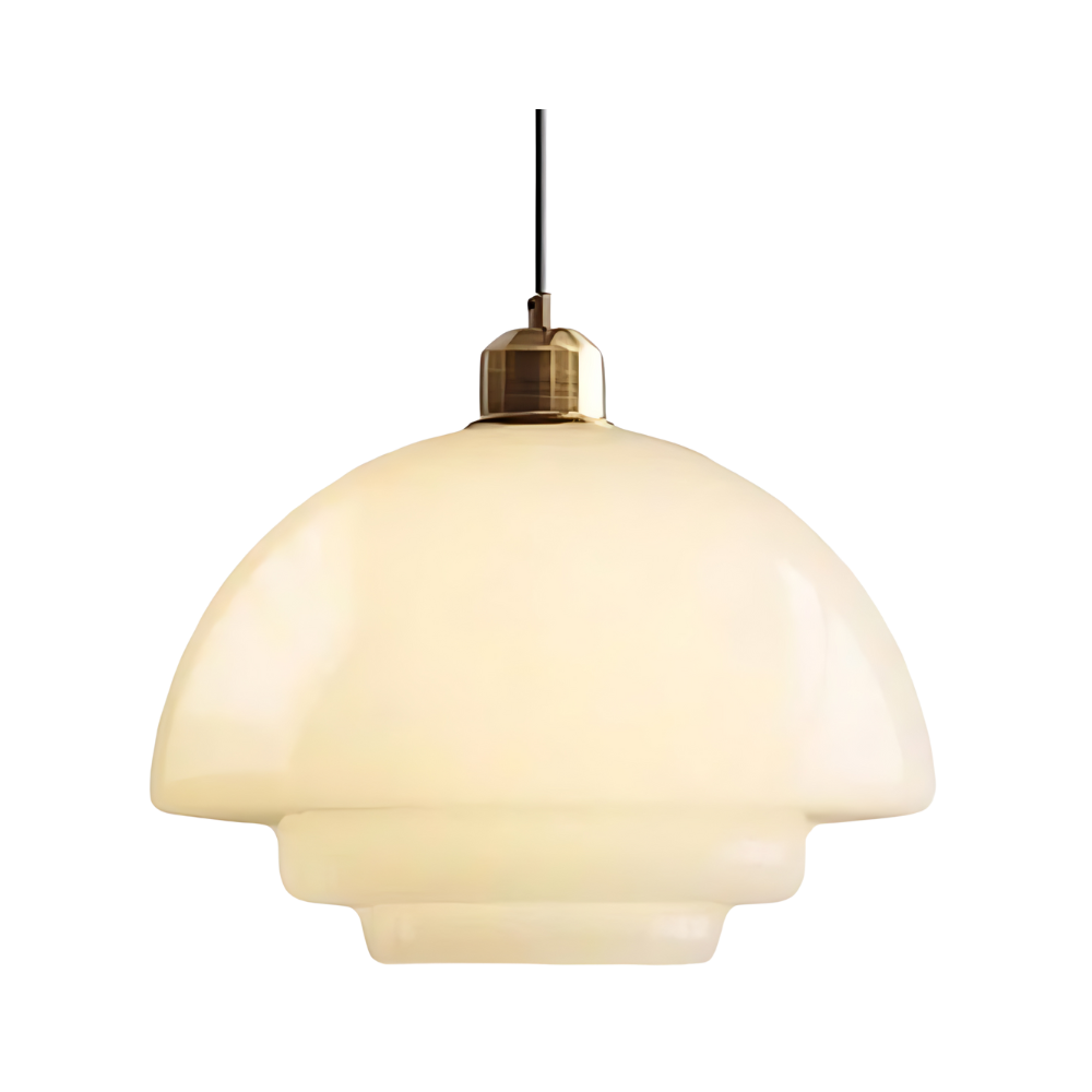 Gold Finish Art Deco Ceiling Lamp With Brass And Glass Vintage Design