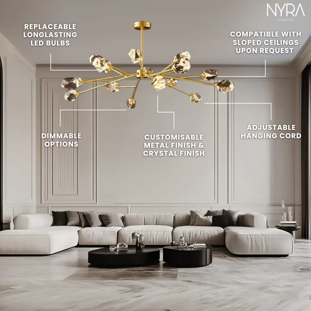 Aurelia Kristall-Hängeleuchte mit modernem Design und hellem Lichtstrahl