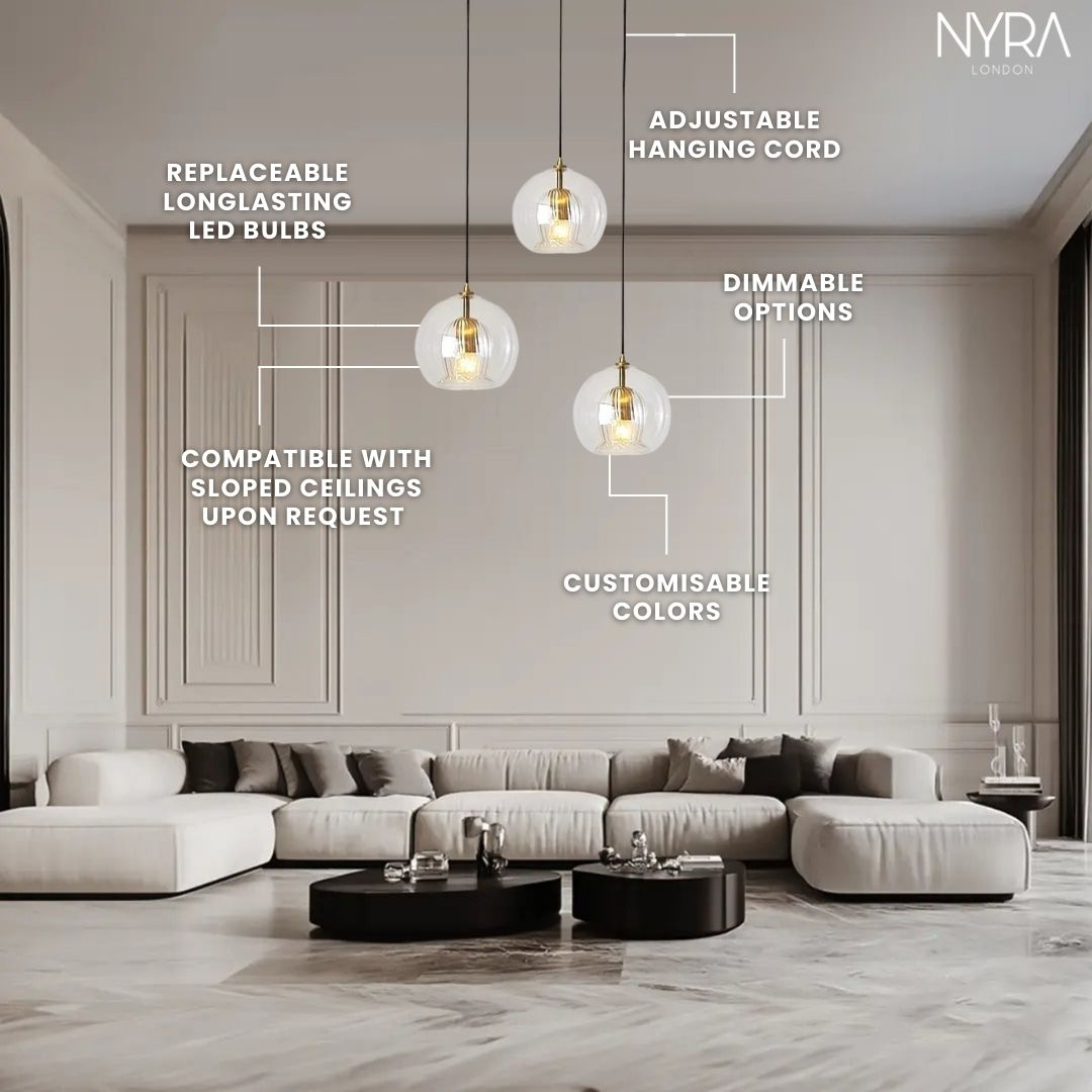 Lampa wisząca Nova Glass Bubble z ręcznie dmuchanymi podwójnymi kulami
