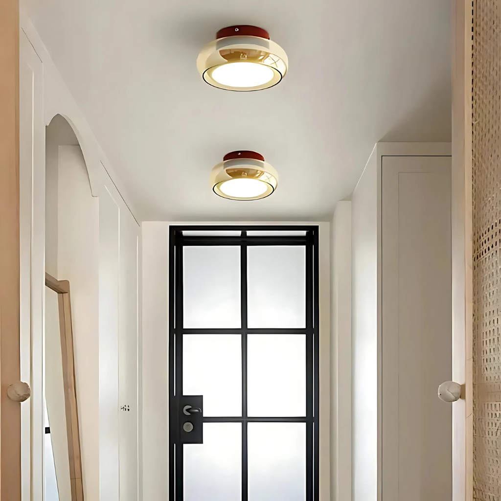 Stropní LED svítidlo z jantarového skla 24W v retro moderním stylu pro obývací pokoj a chodbu