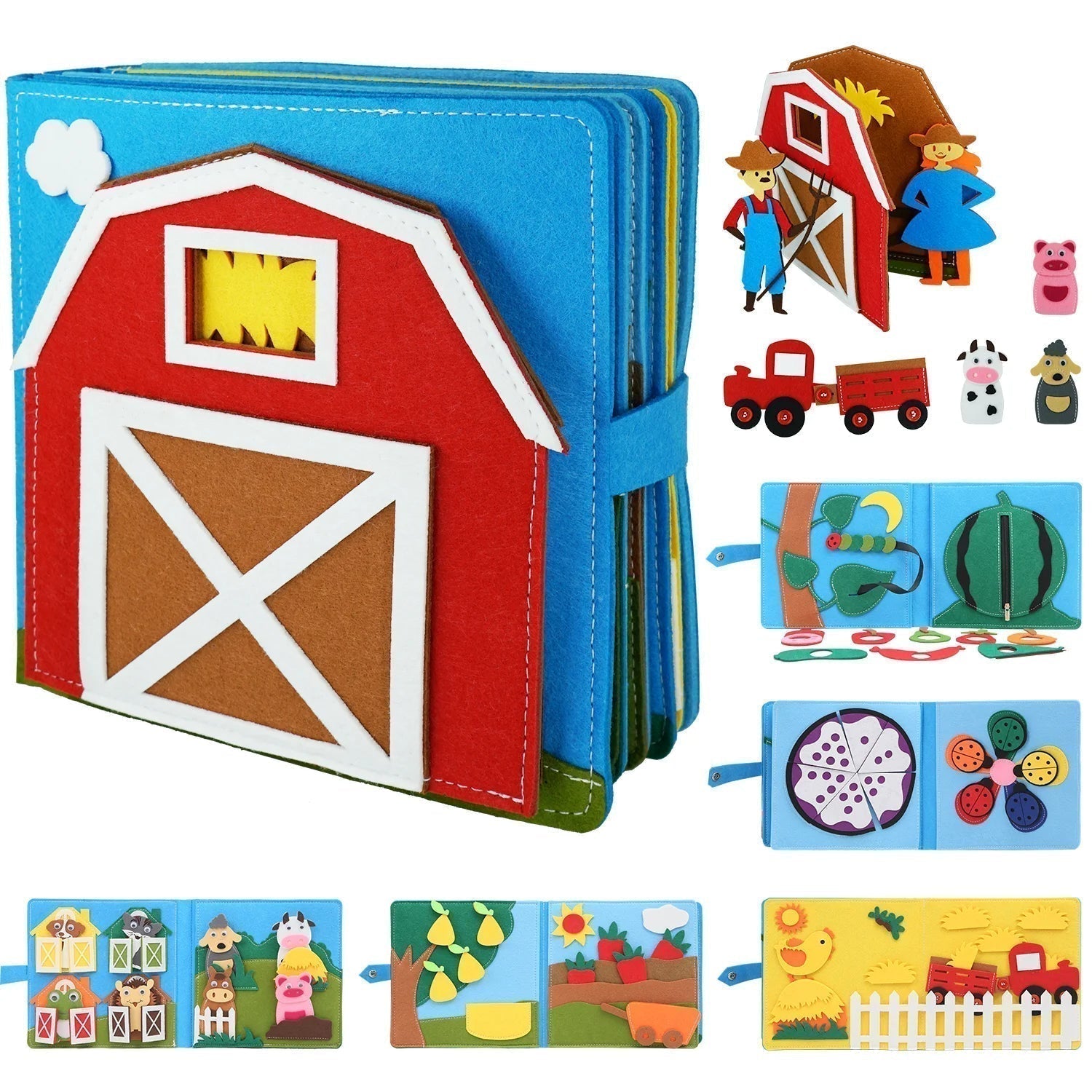 LumaNest Farm Life Felt Quiet Book For Babies With Fruit And Animals