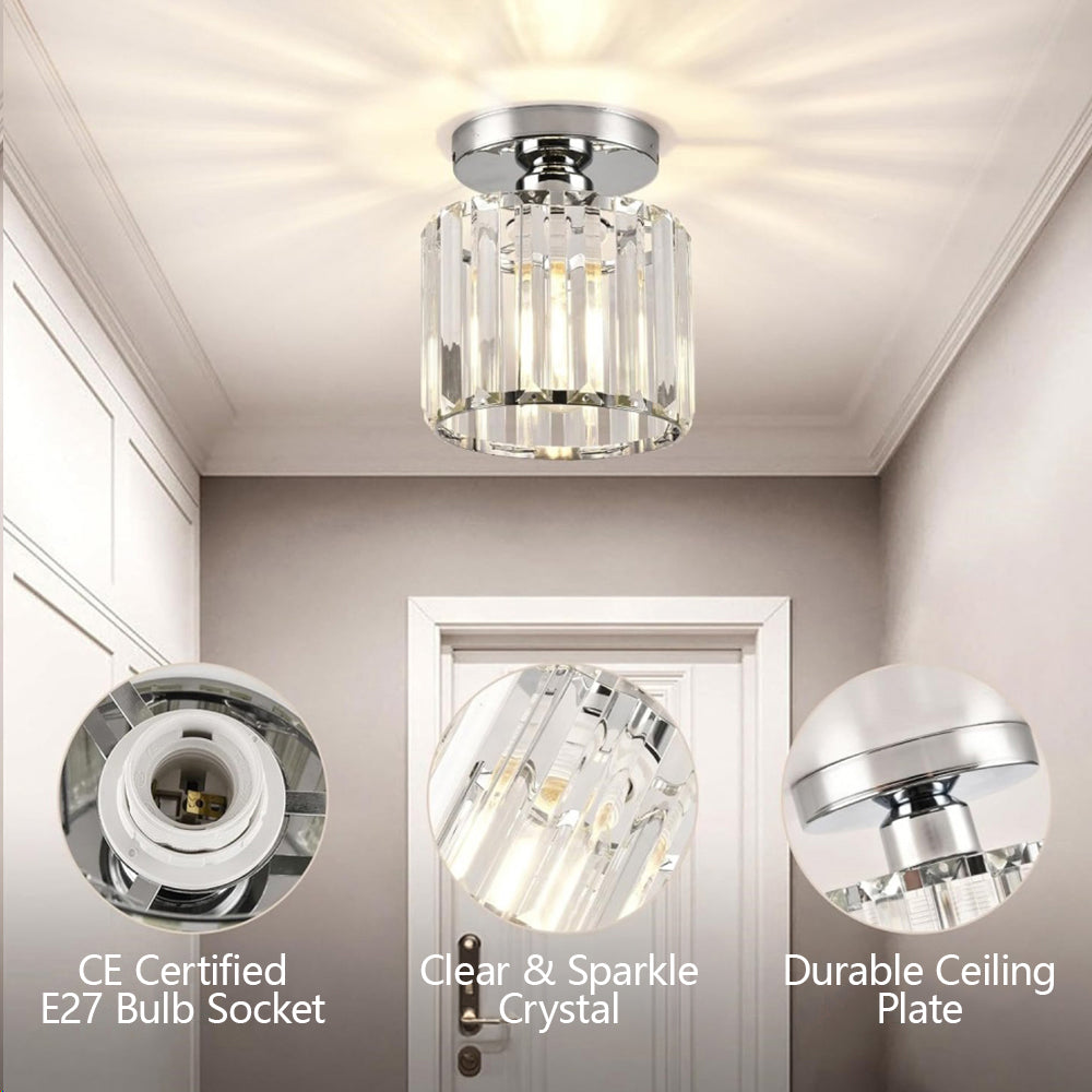 Crystal Ceiling Light E27, Surface Mounted, Modern Hall and Living Room
