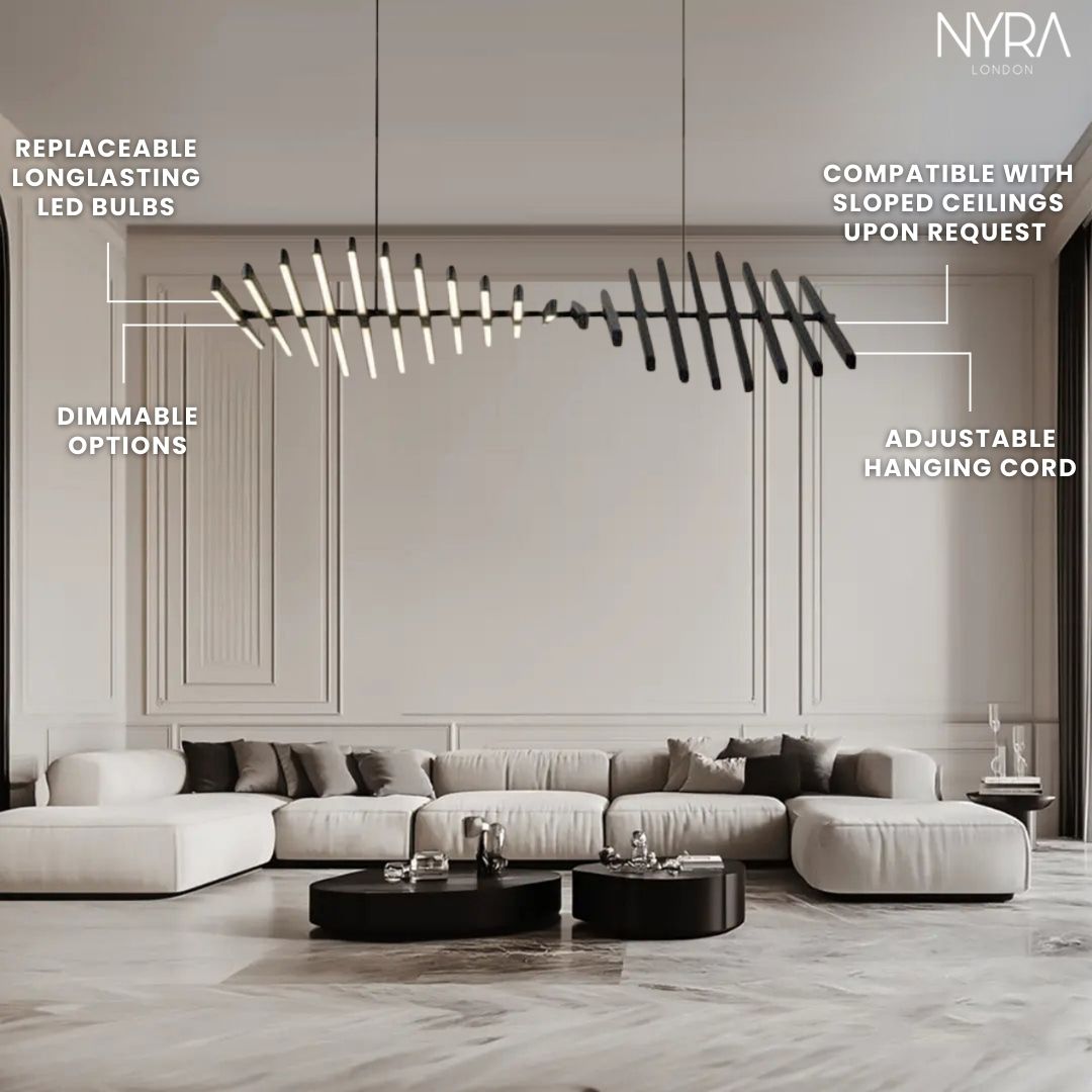 Lámpara colgante moderna LatticeChord de aluminio con control remoto y 40 enchufes E26/E27