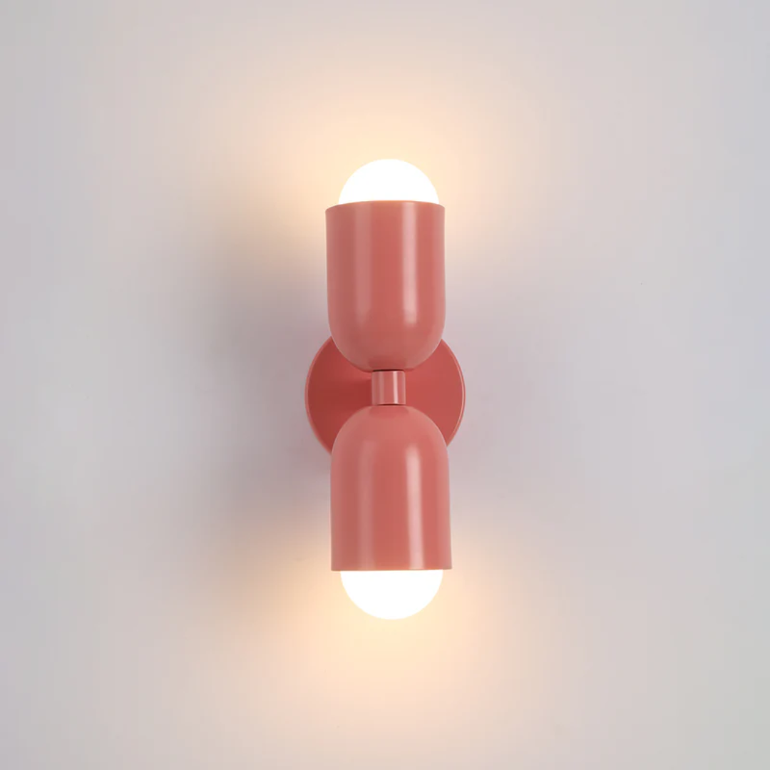 Applique da parete a 2 luci LED con design moderno in metallo cilindrico | Rosalyssa