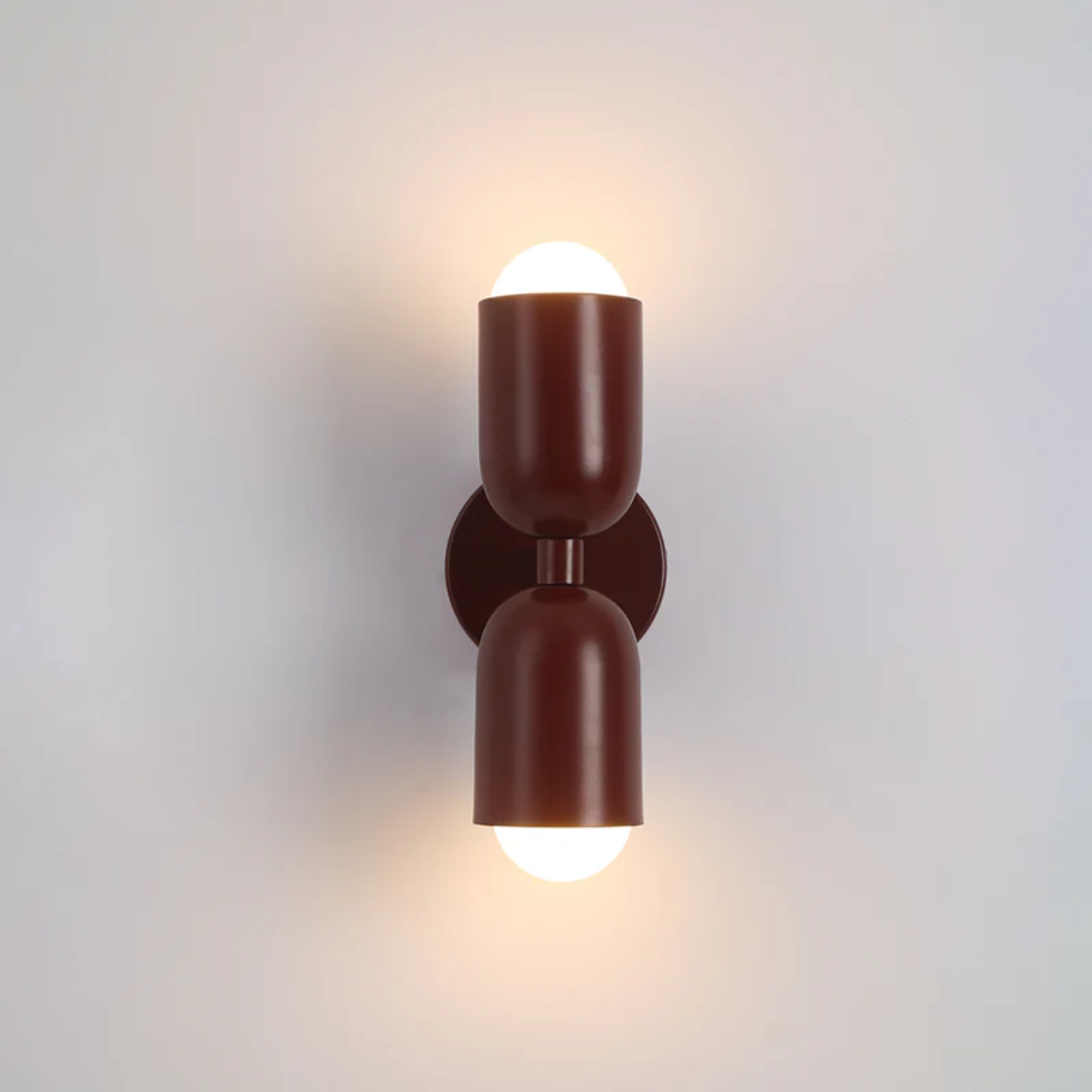 Applique da parete a 2 luci LED con design moderno in metallo cilindrico | Rosalyssa