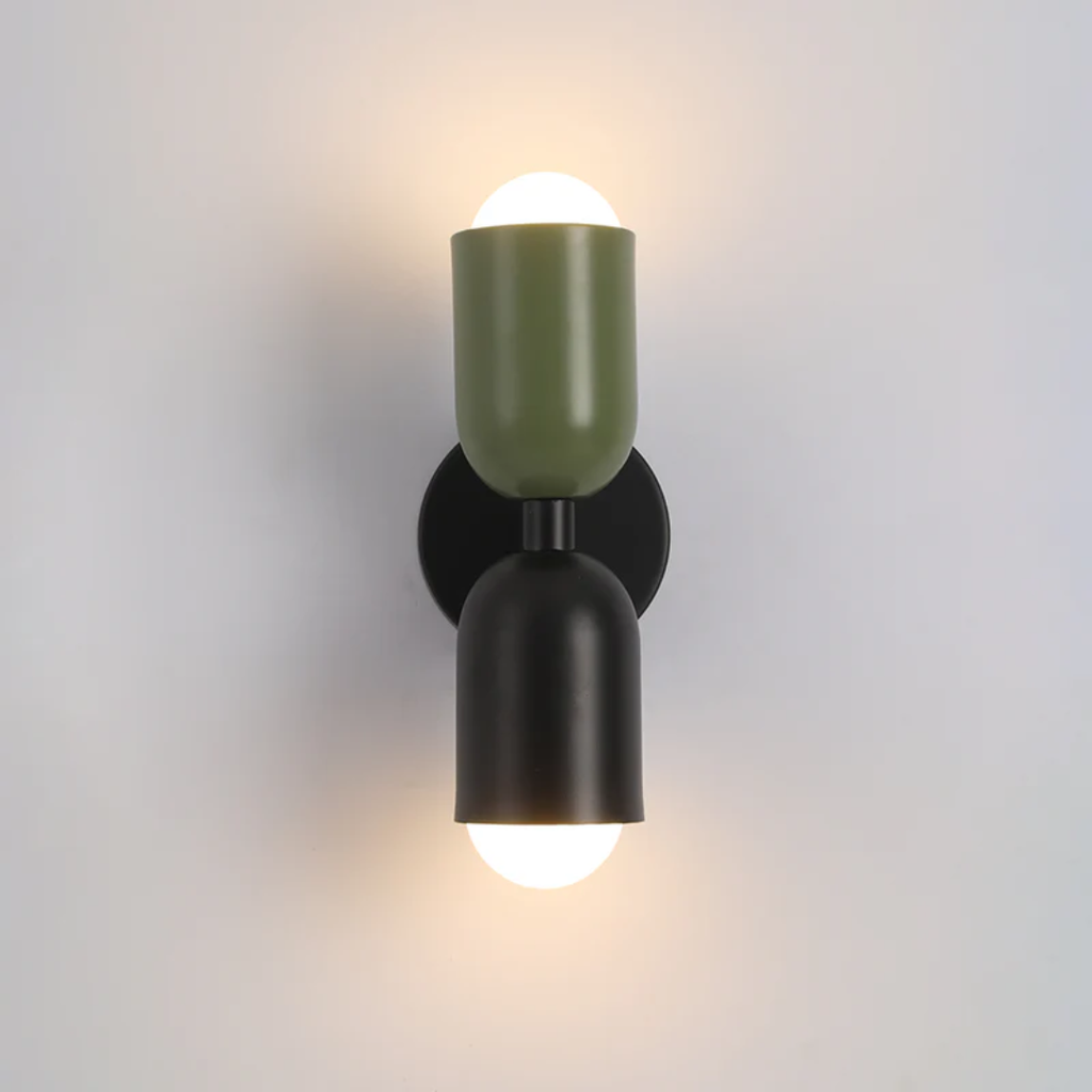Applique da parete a 2 luci LED con design moderno in metallo cilindrico | Rosalyssa