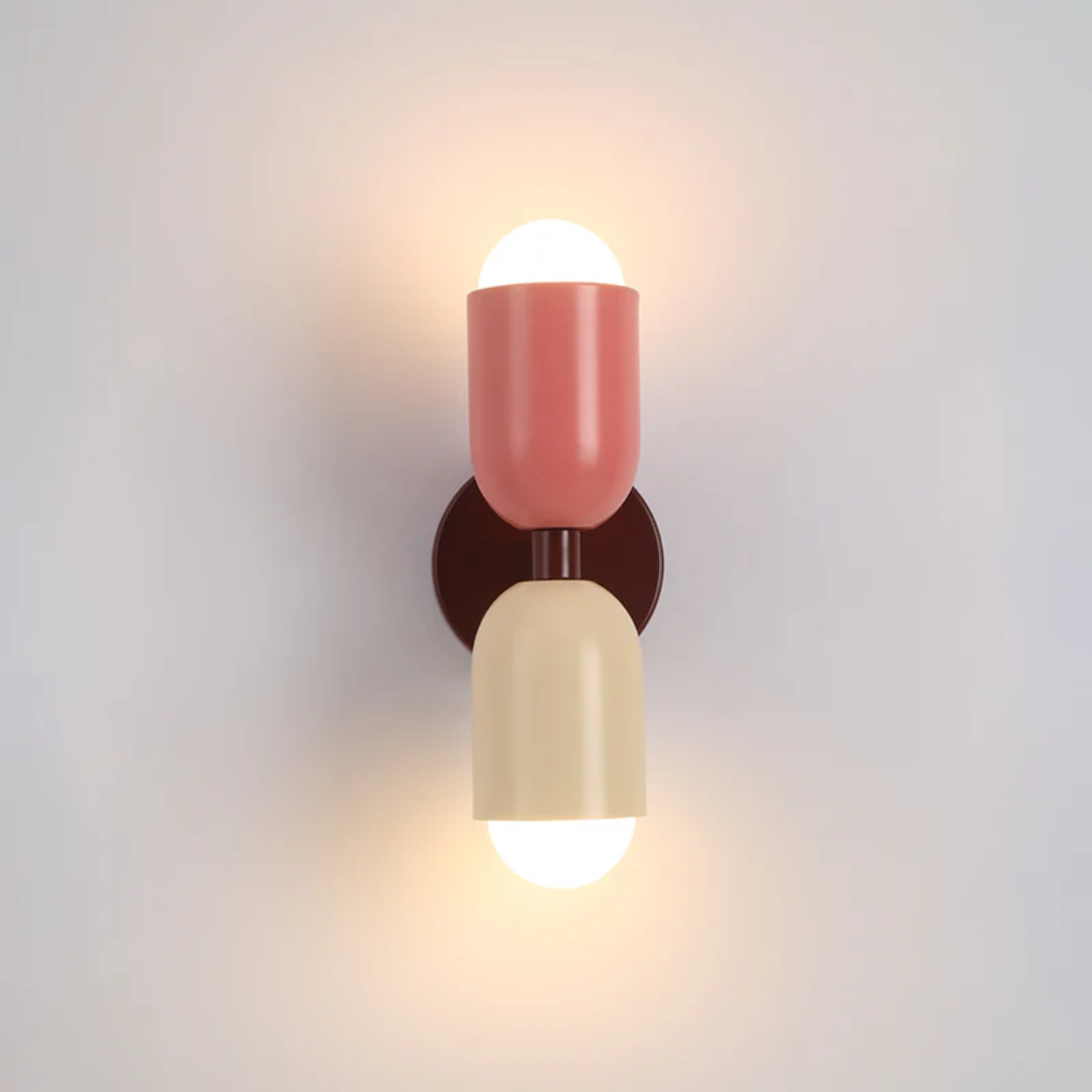 Applique da parete a 2 luci LED con design moderno in metallo cilindrico | Rosalyssa