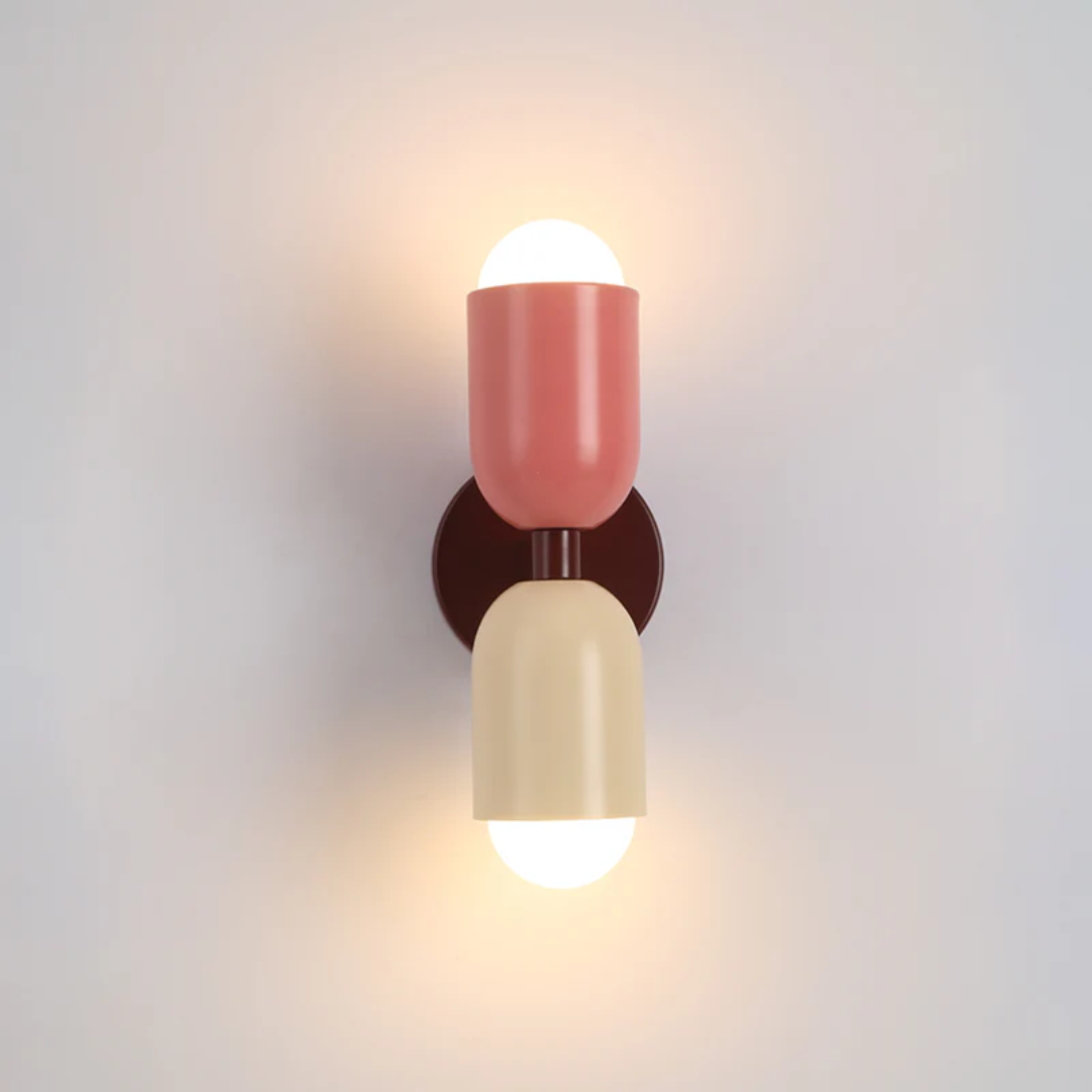 Applique da parete a 2 luci LED con design moderno in metallo cilindrico | Rosalyssa