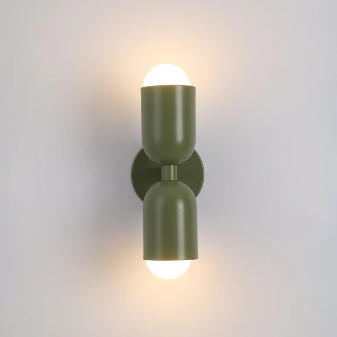 Applique da parete a 2 luci LED con design moderno in metallo cilindrico | Rosalyssa