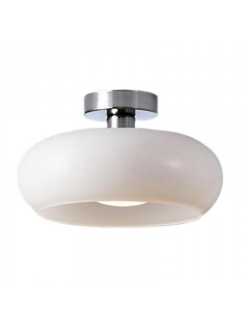 Plafonnier disque en verre style Bauhaus en laiton ou finition chrome, verre orange-jaune ou blanc