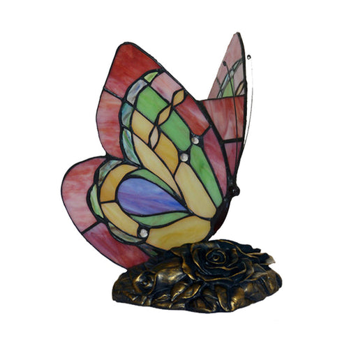 Lámpara de mesa de resina floral victoriana Aurelia con mariposa