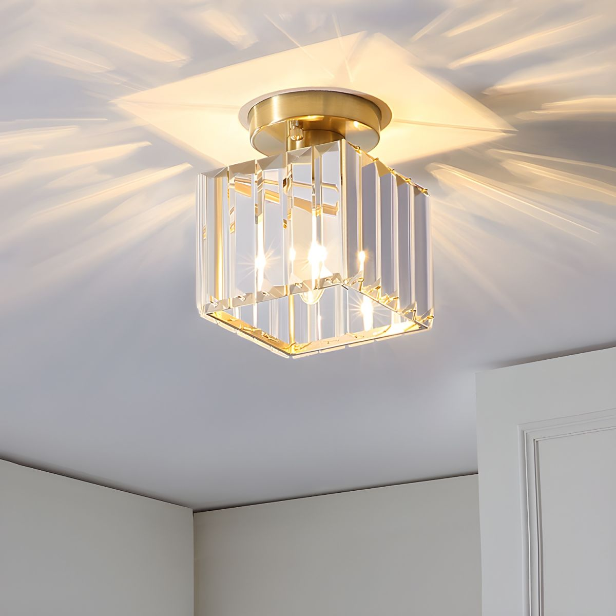 Crystal Ceiling Light E27, Surface Mounted, Modern Hall and Living Room