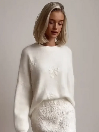 Pull NALIA™Élégance Florale en Maille Jacquard