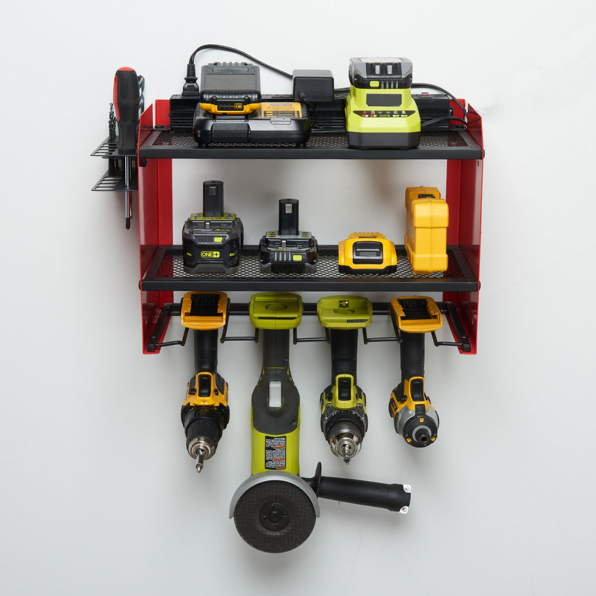 Organisateur d'outils mural avec station d'alimentation et étagère de rangement pour garage