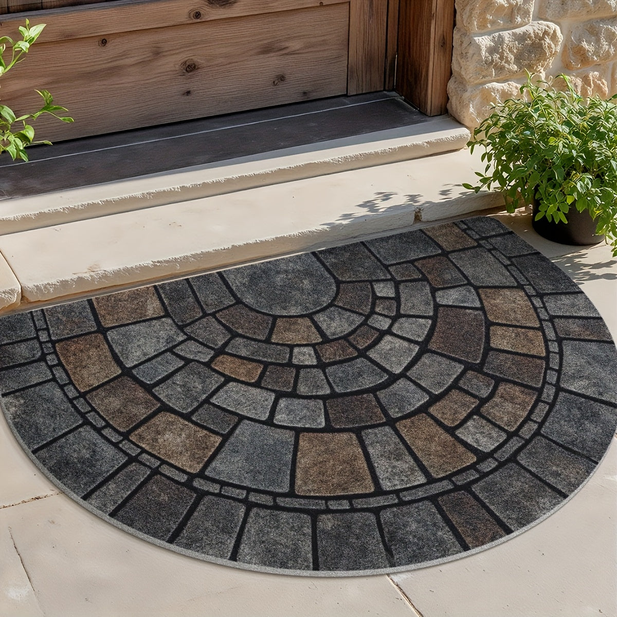 Zerbino d'ingresso a mosaico semicircolare per uso interno ed esterno
