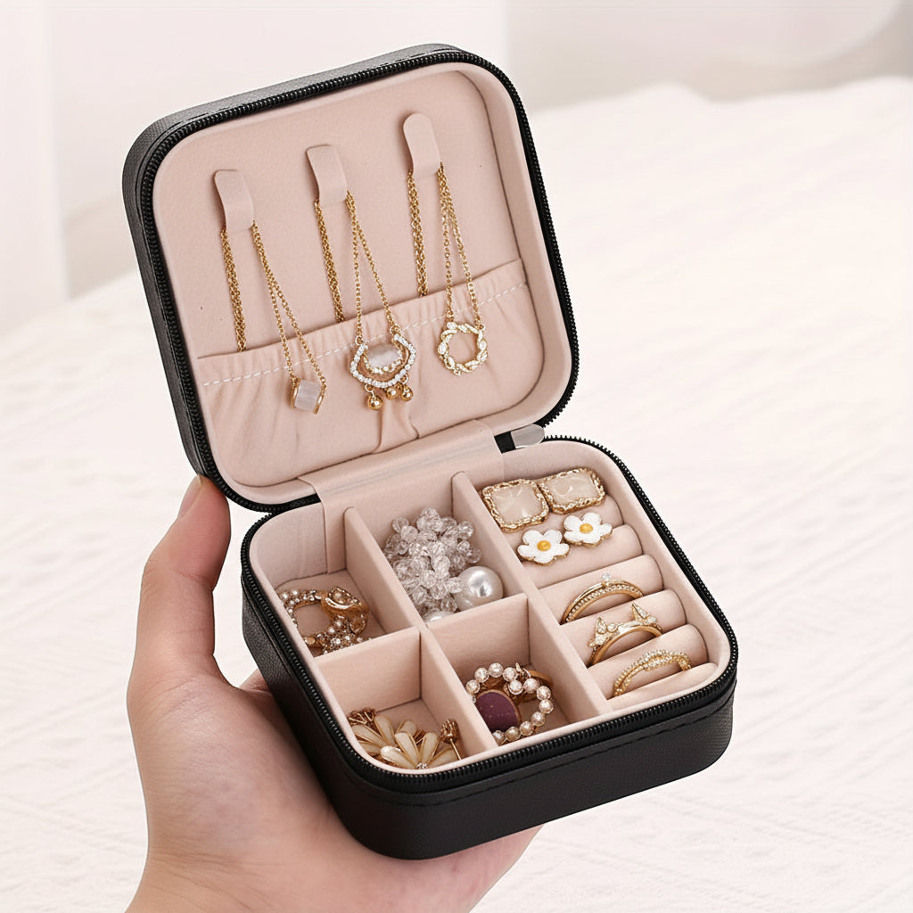 Travel Jewelry Box Organizer Case With Zipper For On The Go Storage