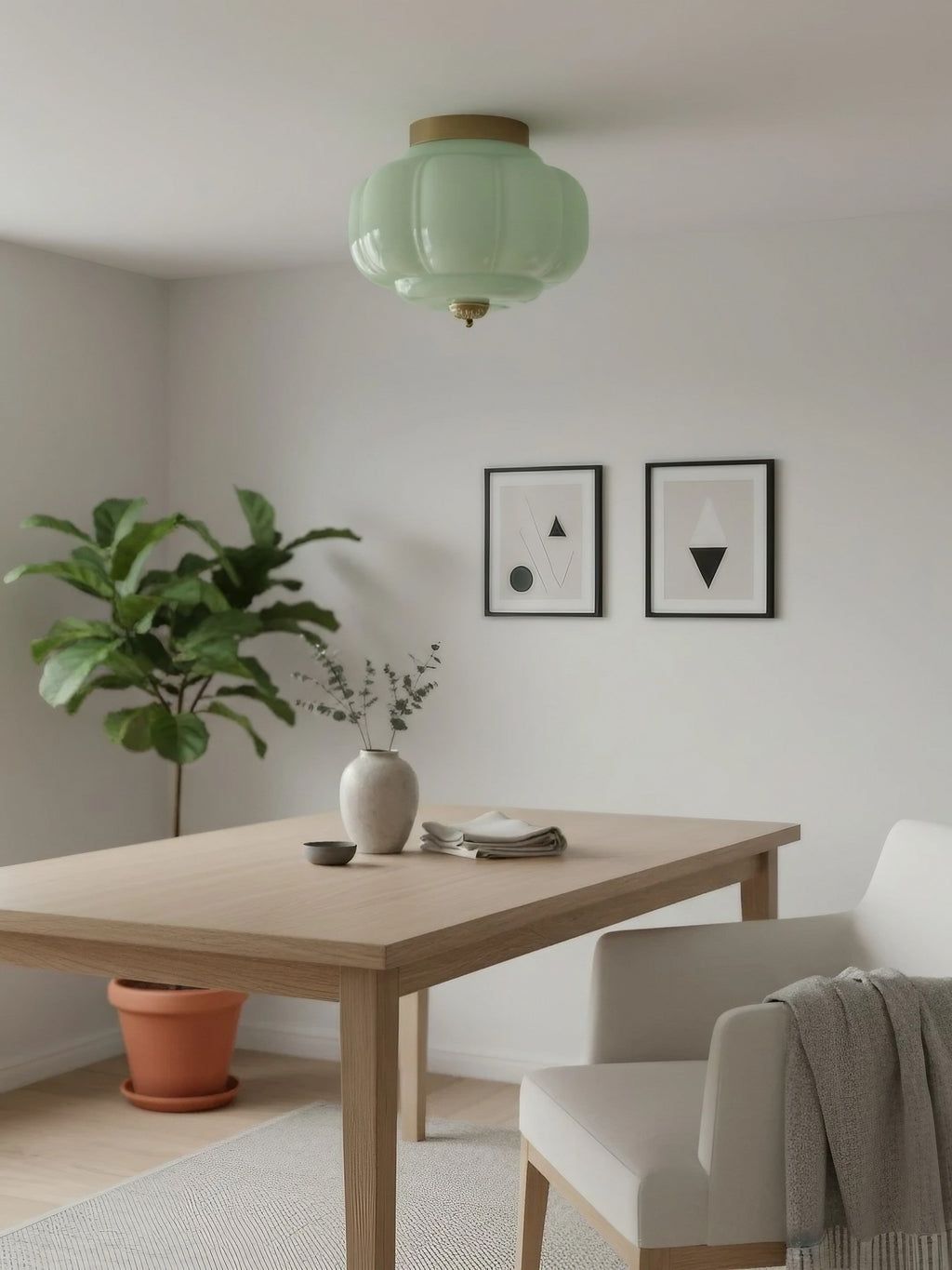 Stropní svítidlo Milk Glass s skleněným stínidlem, moderní přisazené, skandinávský styl