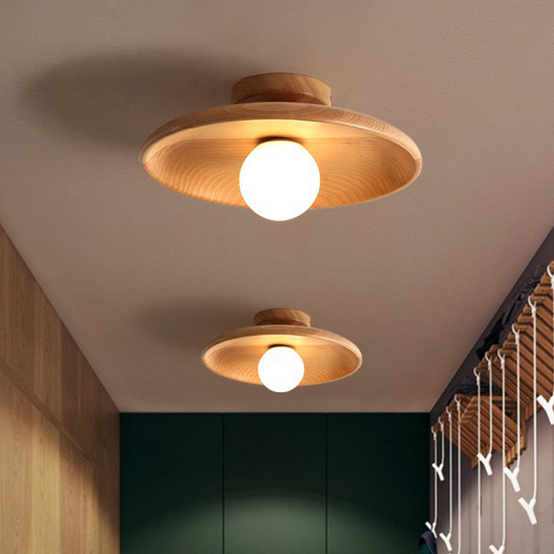 Solid Wood Ceiling Light With Minimalist Mounting System