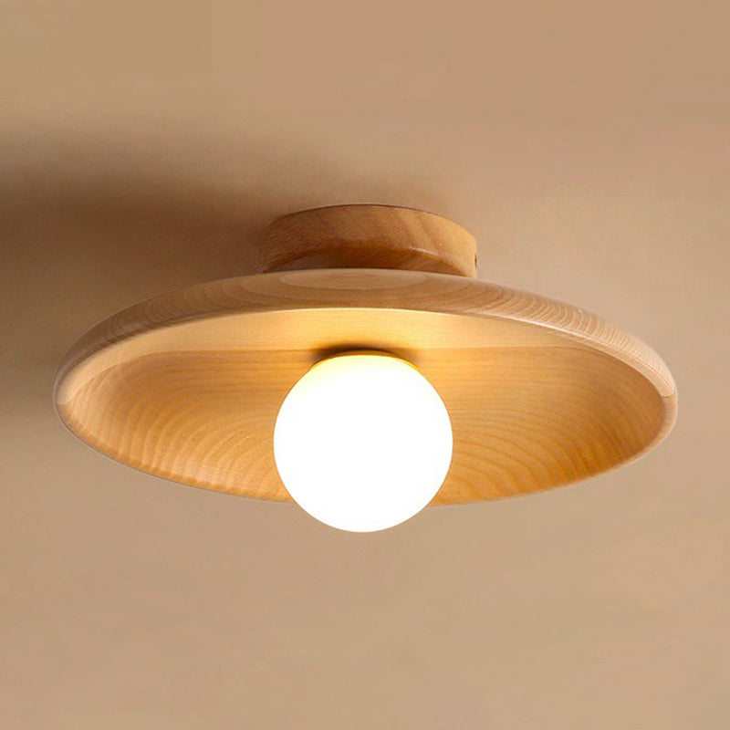 Solid Wood Ceiling Light With Minimalist Mounting System