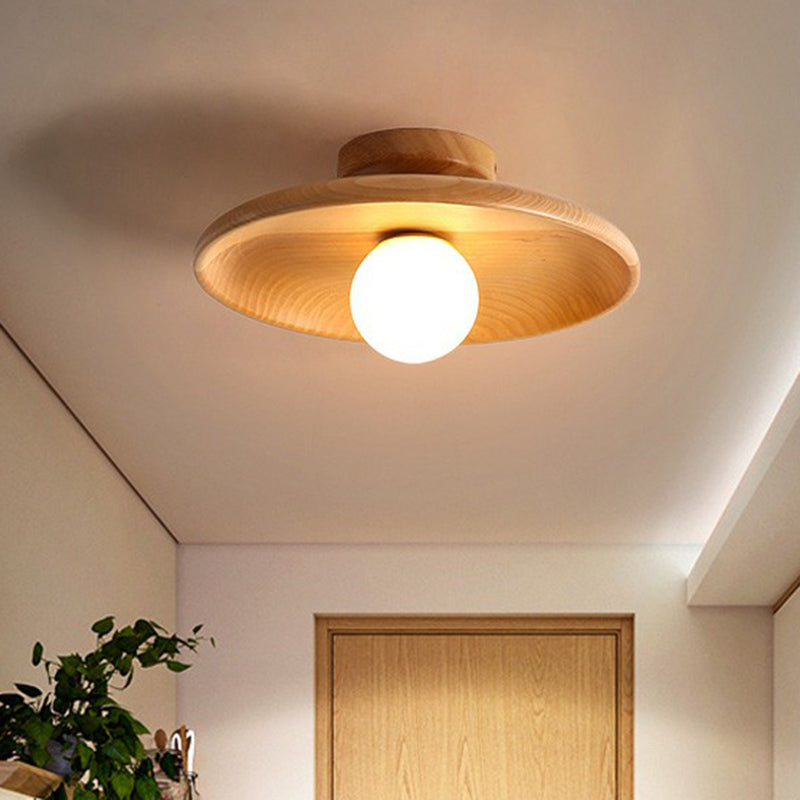 Solid Wood Ceiling Light With Minimalist Mounting System