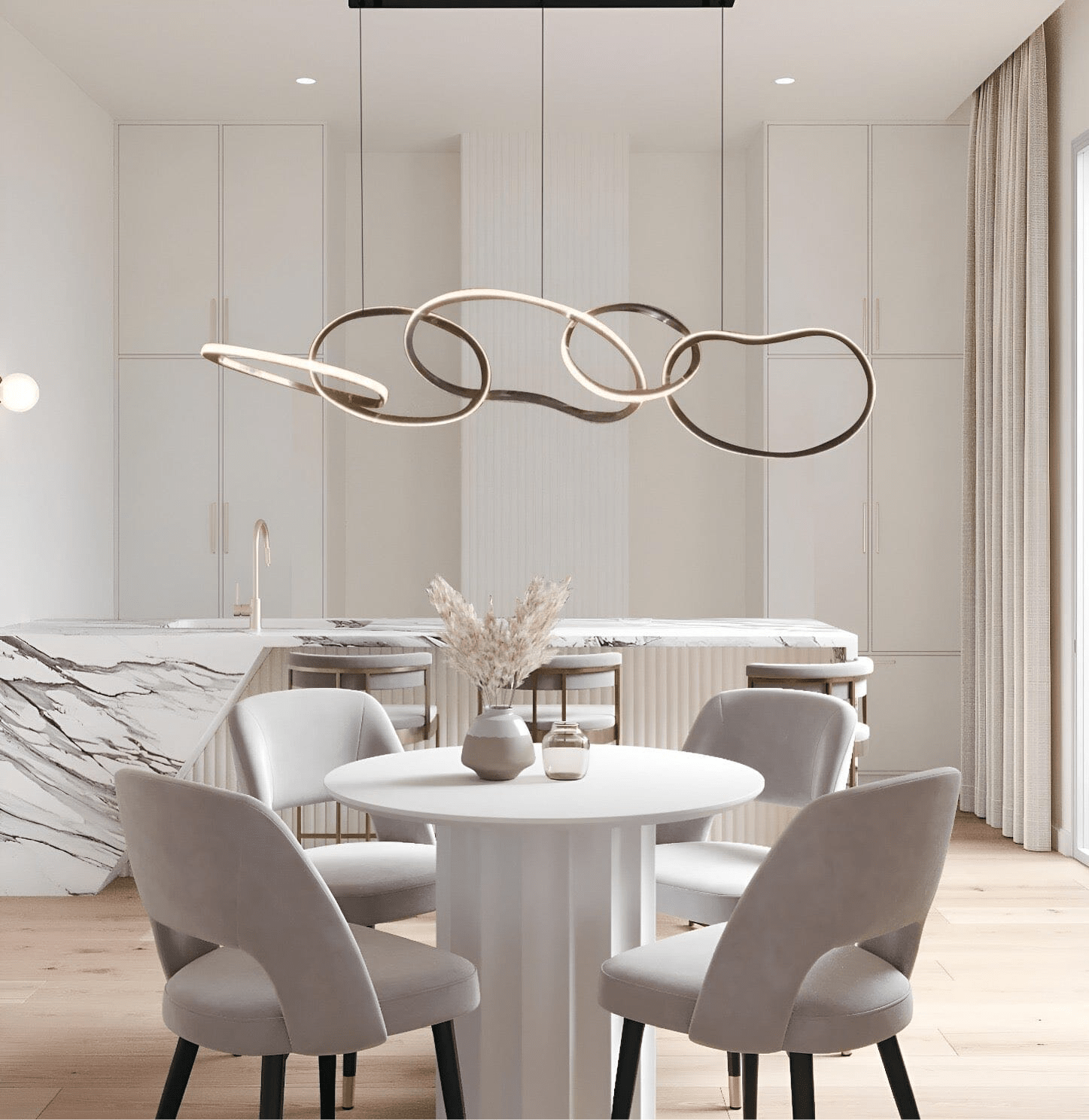 Vela Ring Pendant Light In Rose Gold Or Gold Finish