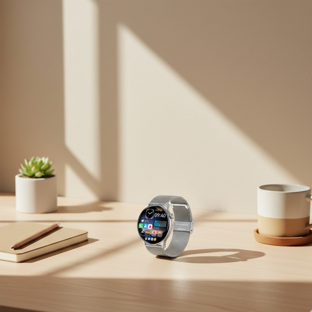 Montre connectée AMOLED pour femmes avec design étanche et appel Bluetooth | Rosalyssa
