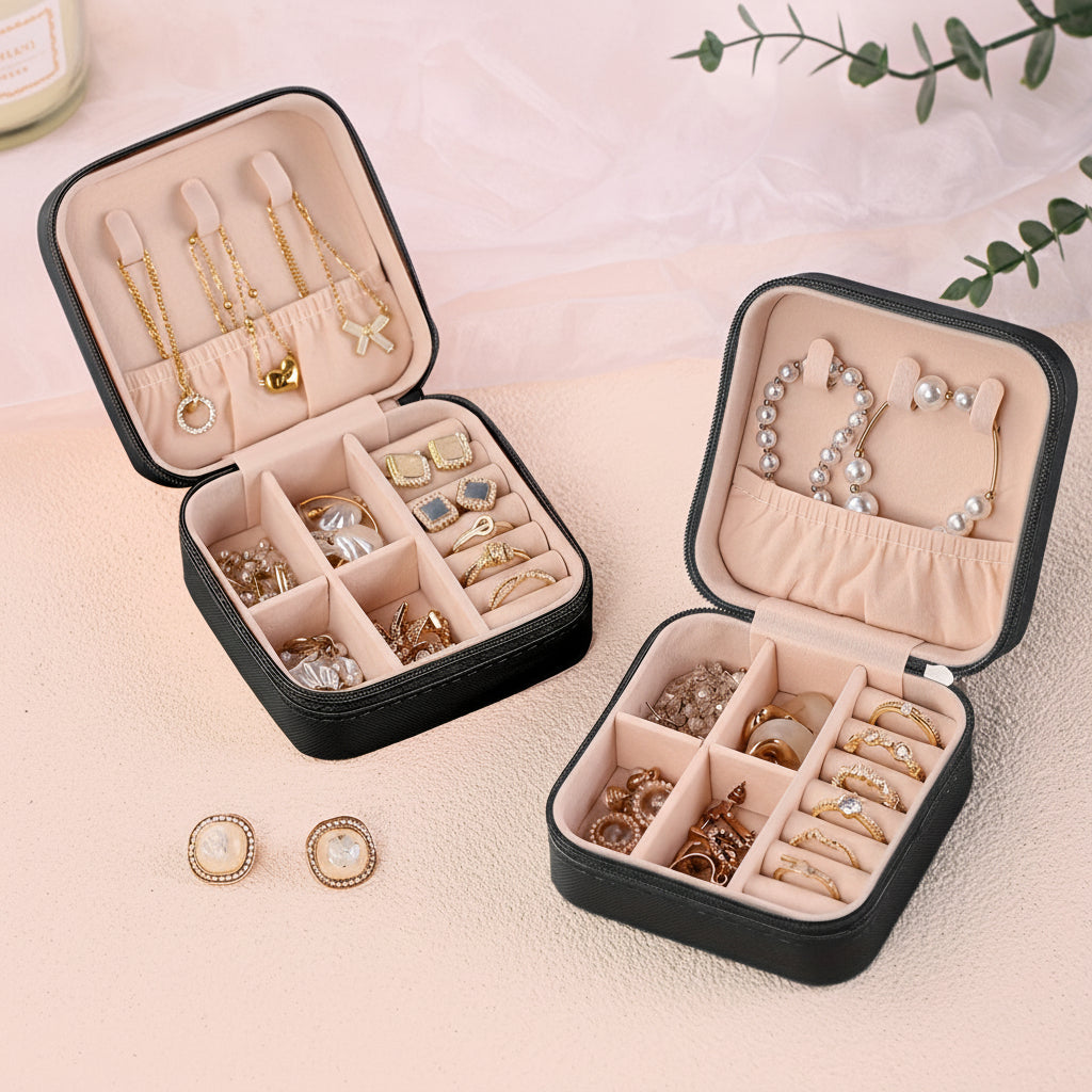 Travel Jewelry Box Organizer Case With Zipper For On The Go Storage