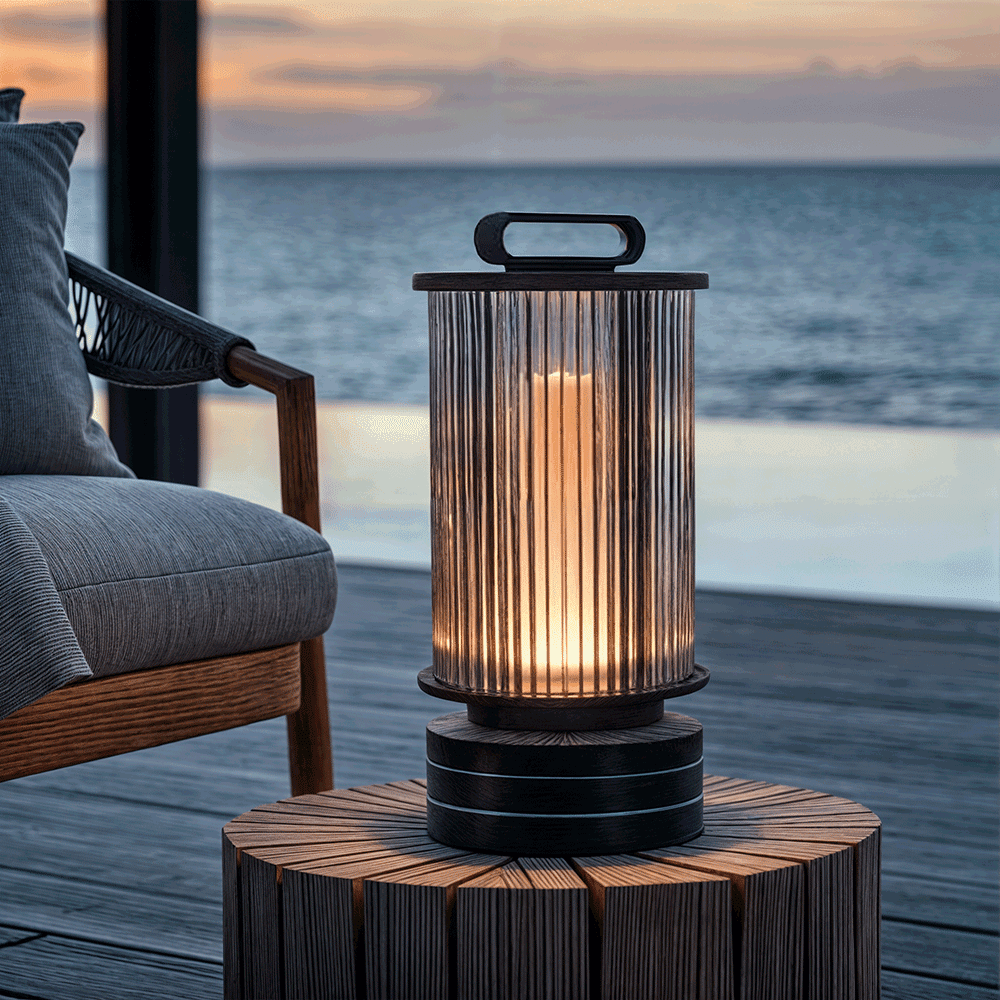 Solmere Ribbede Glas Udendørs Lanterne Lampe Vandtæt Havebelysning