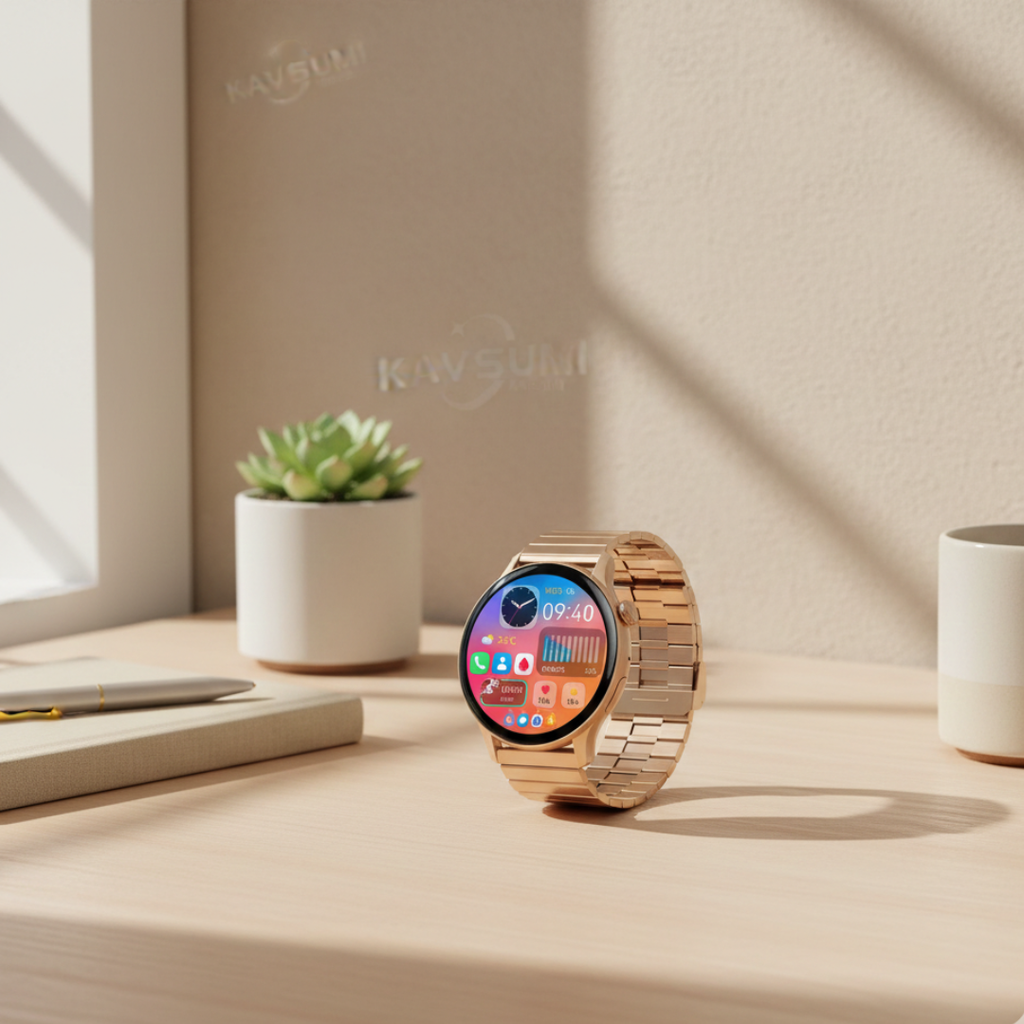 Montre connectée AMOLED pour femmes avec design étanche et appel Bluetooth | Rosalyssa