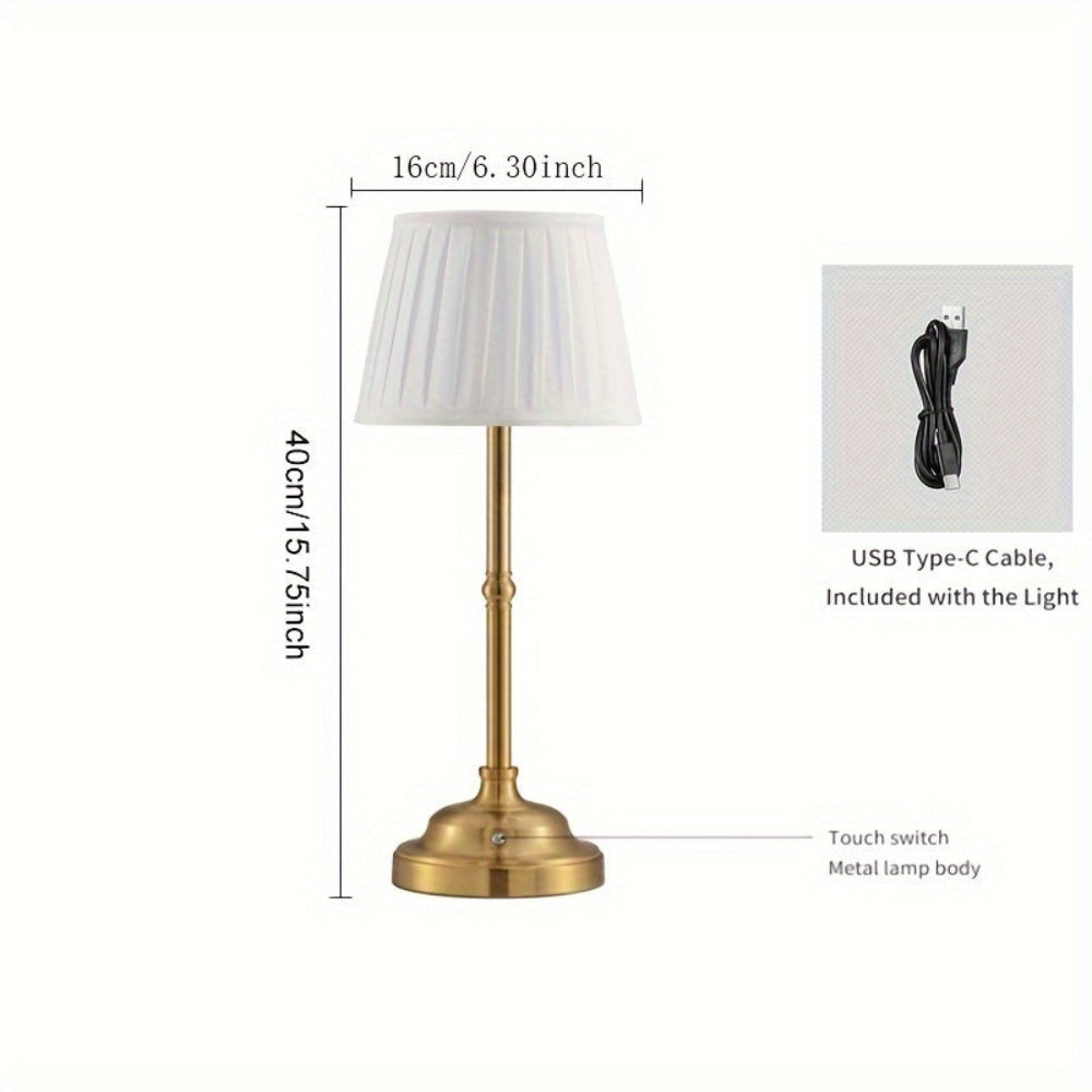 Kabellose Messing-LED-Tischlampe mit Touch-Dimmung und wiederaufladbarem Akku