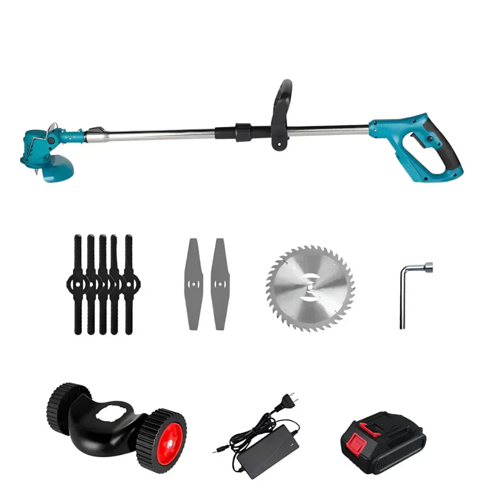 Tagliabordi cordless per erbacce e cura del prato, taglierina elettrica regolabile