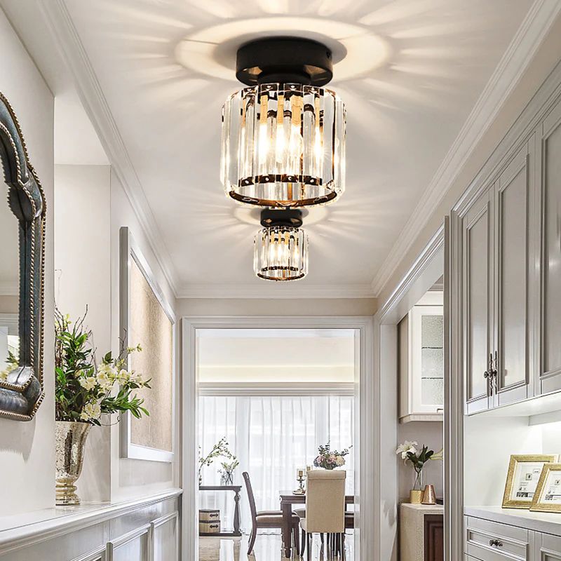 Crystal Ceiling Light E27, Surface Mounted, Modern Hall and Living Room