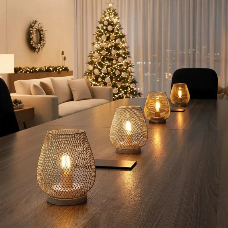 Lámpara de Mesa Metálica Inalámbrica NovaLume con Luz LED Edison Cálida para Habitaciones Acogedoras