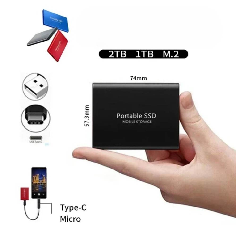 قرص صلب خارجي محمول USB C بسعة 512 جيجابايت للتخزين السريع